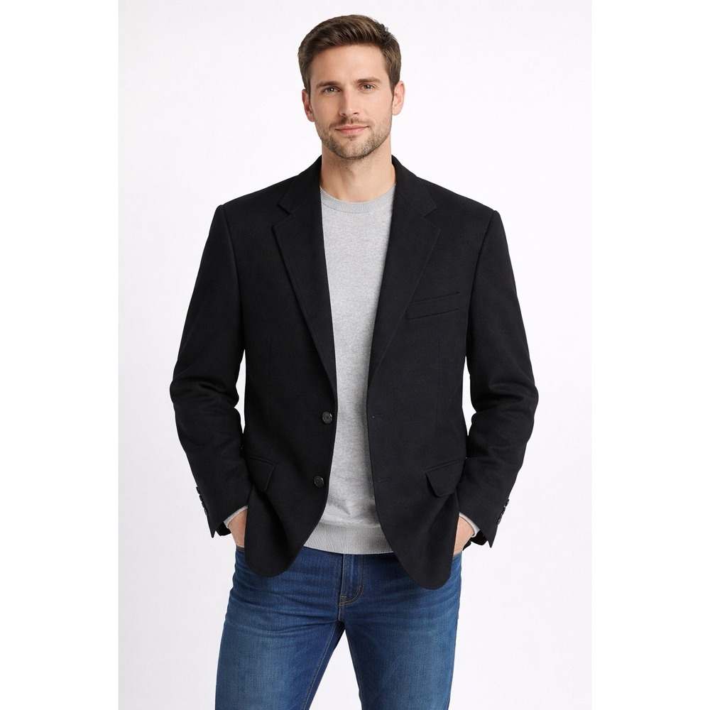 Men's 42R Silverstone Blazer 100%‎ Cashmere Black Jacket Fabric Loro Piana Italy